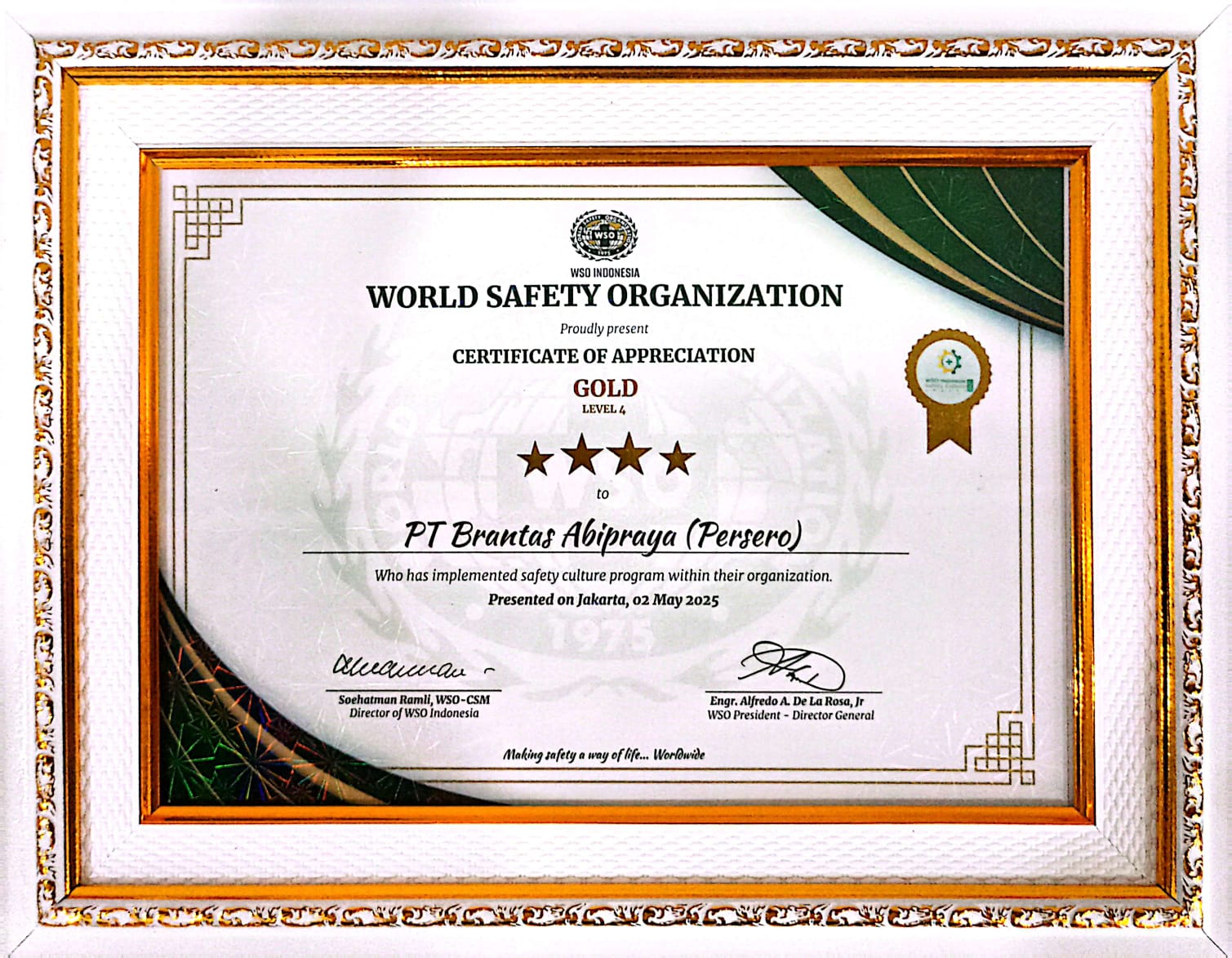 World Safety Organization Gold Level 4